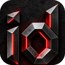 The Identicore mark: the letters id in steel, lit red from within